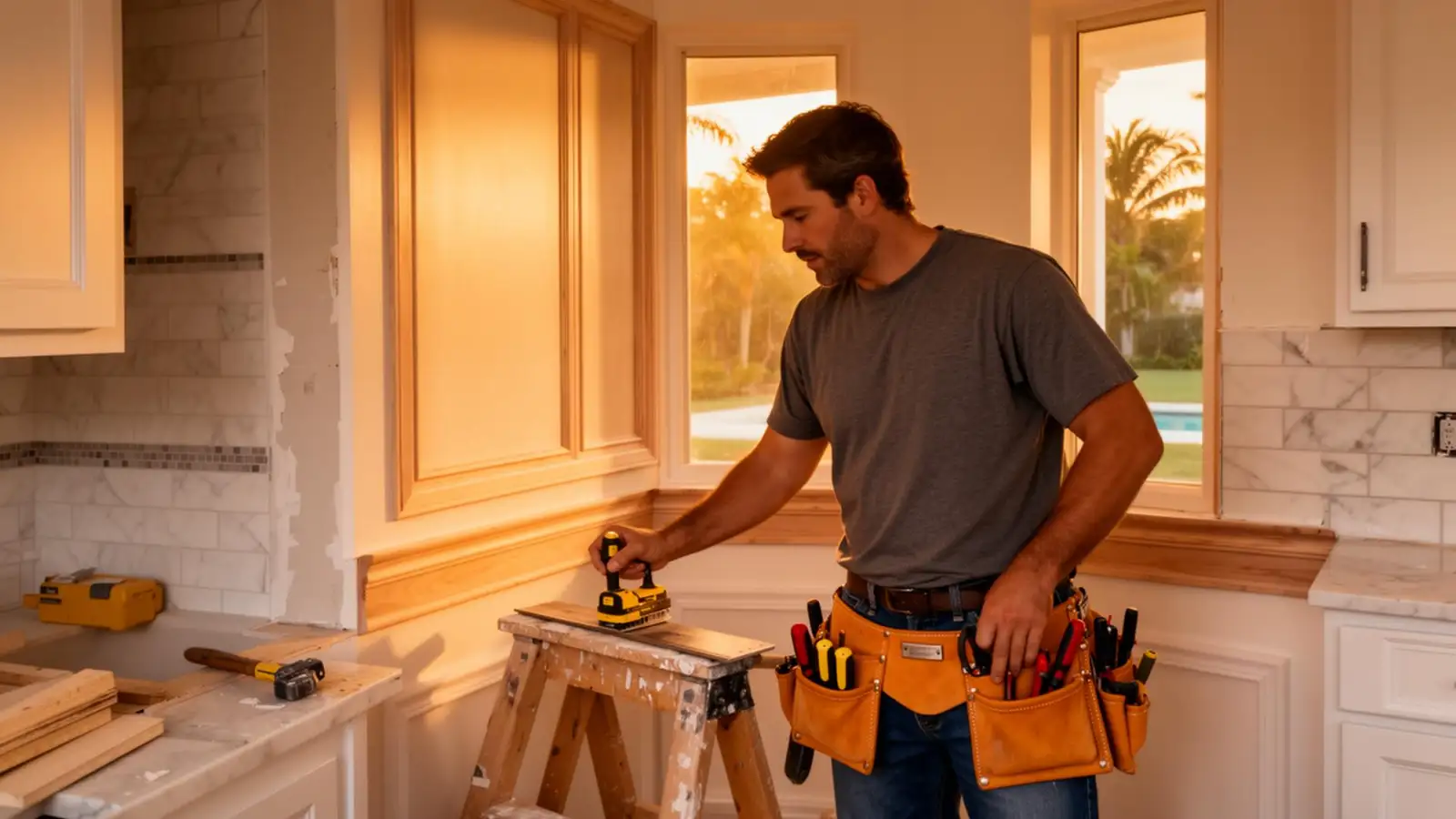 Inventive Home Improvement craftsman finishing a Lakeland kitchen remodel